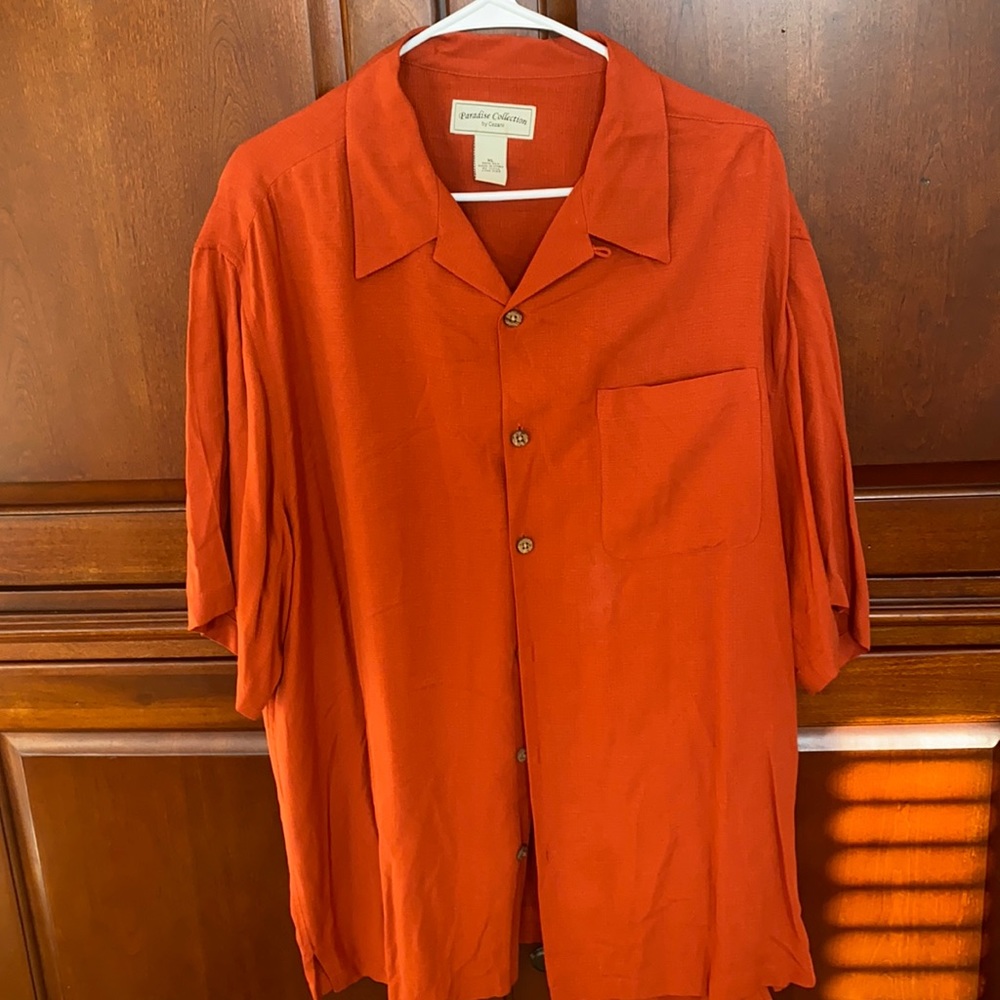 Cezani silk camp shirt breast pocket 100% silk XL